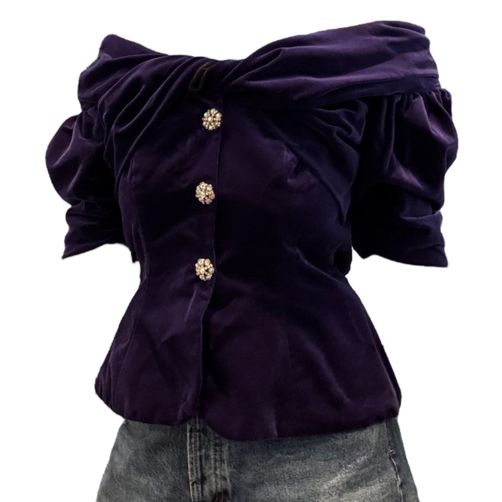 Vintage Watters Velvet Off The Shoulder - Picture 2 of 13